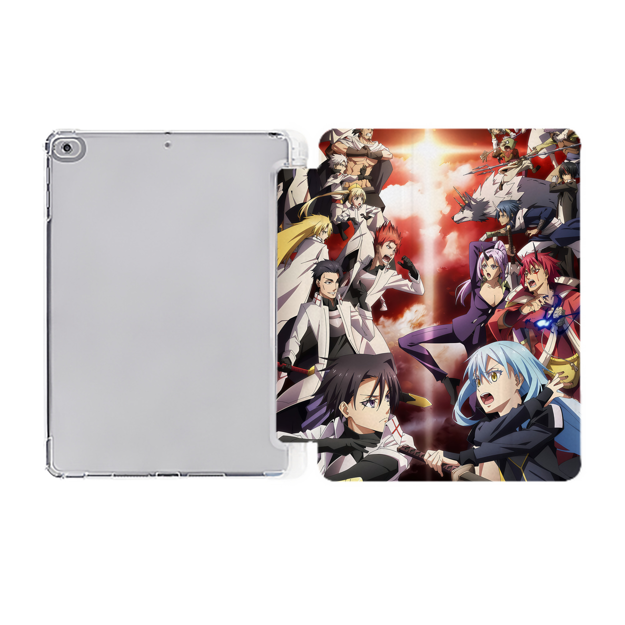 （画像用） 転スラ Regarding Reincarnated to Slime IPad ケース ペン収納付き 三つ折りスタンド PUレザー×シリコン 対応機種9.5/10.5/10.9インチ